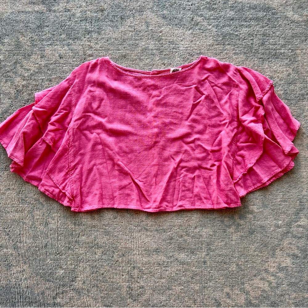 Anthropologie Pink Ruffled Women's Top